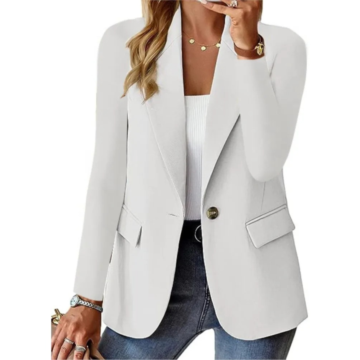 Blazer für Damen mit Knöpfen und praktischen Taschen, vielseitig kombinierbar